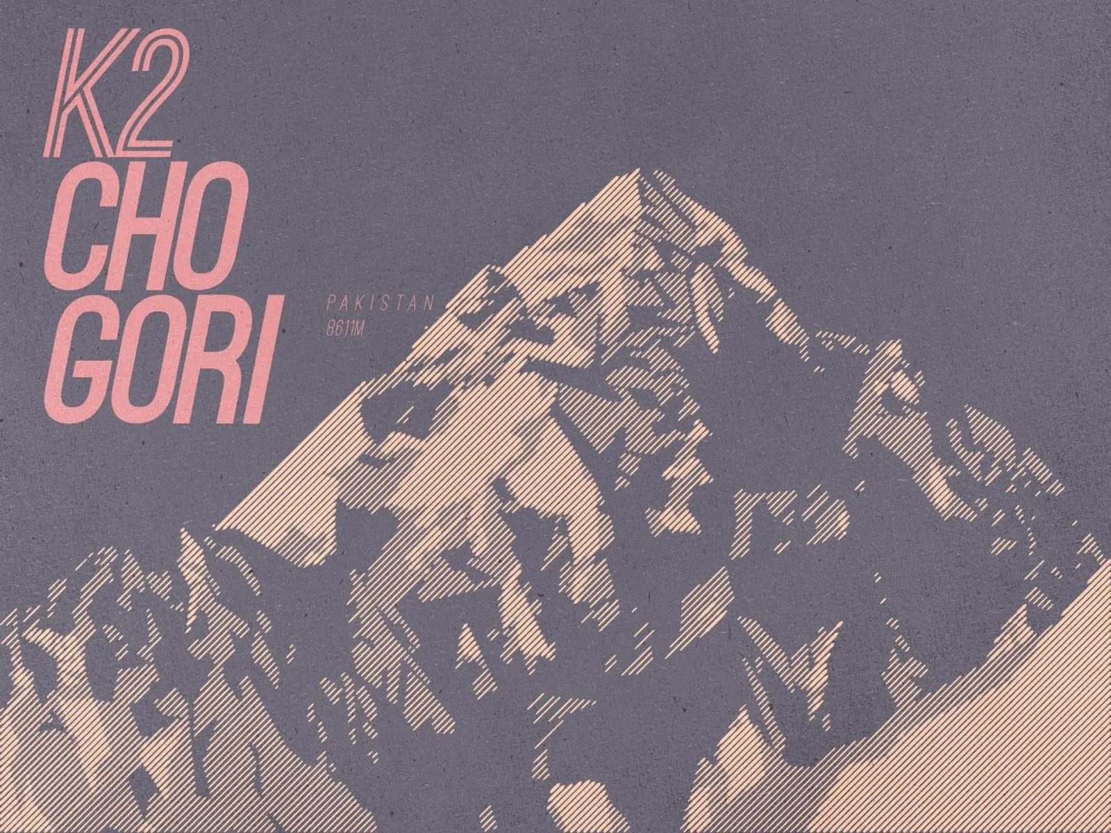 K2 Chogori: Kunstvolle Berg Illustration des Savage Mountain poster con telaio in plastica da MOOODZART