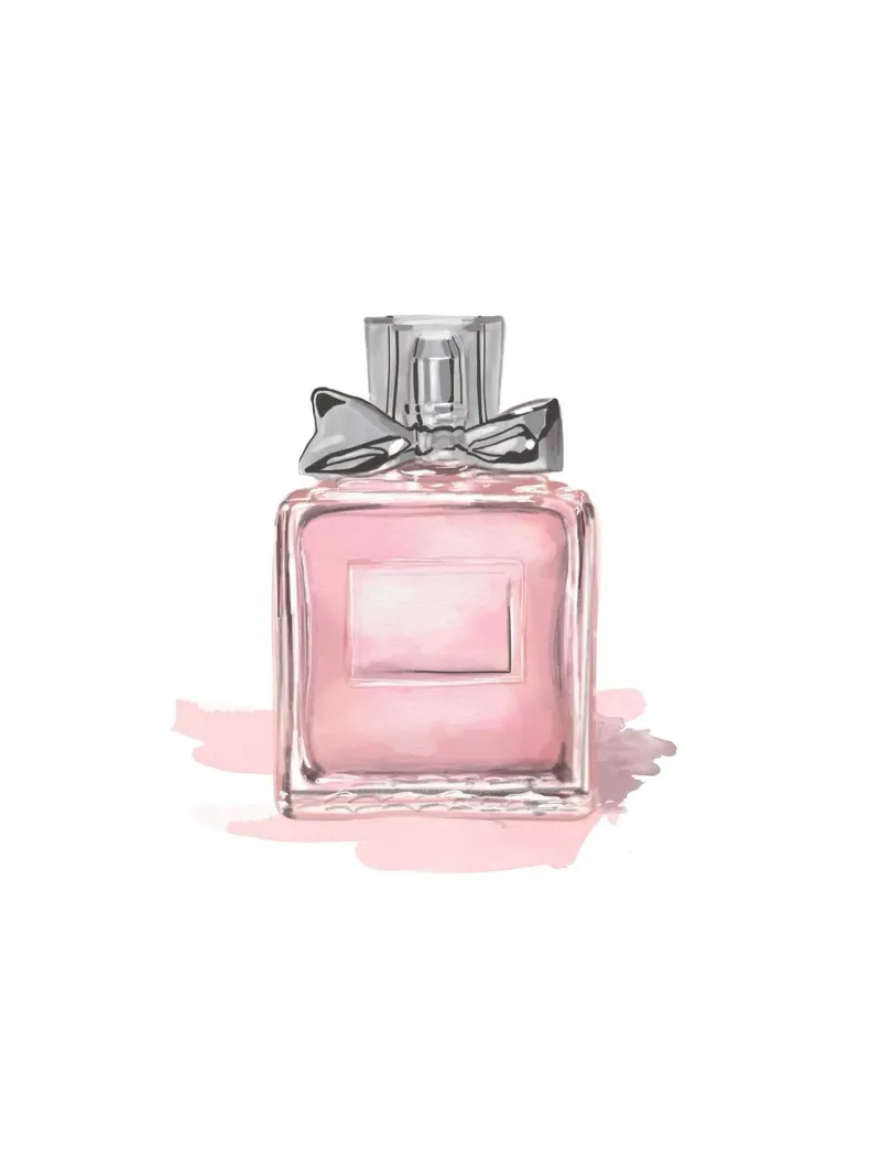 Bottiglia di profumo - Elegante illustrazione ad acquerello poster con telaio in alluminio da Whole©