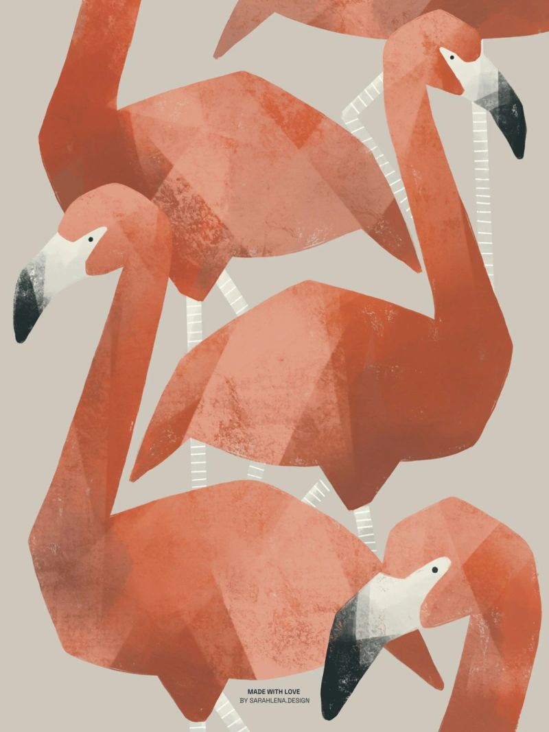FLAMINGOS AT THE BEACH Poster von sarahlenadesign