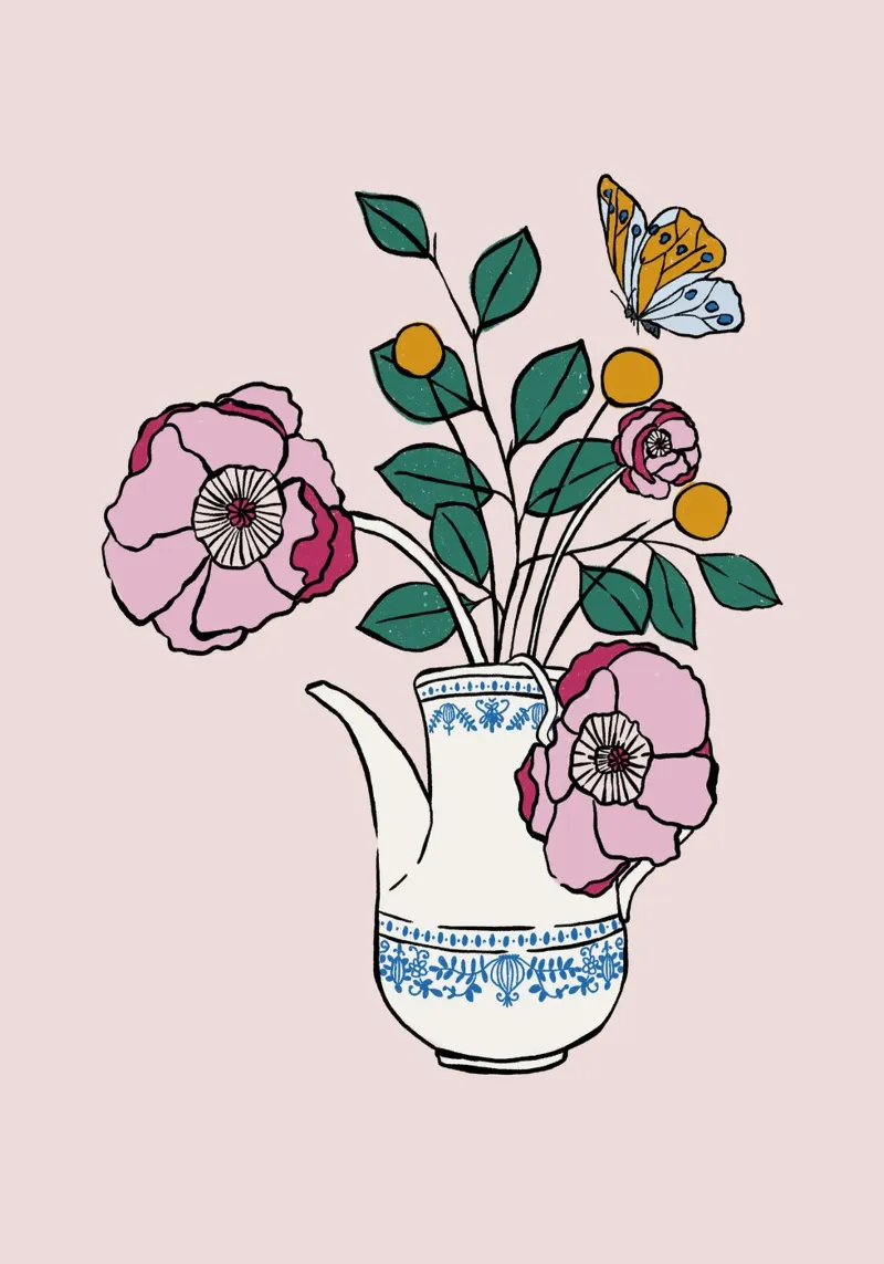 Vase mit Blumen poster con telaio in alluminio da modeern