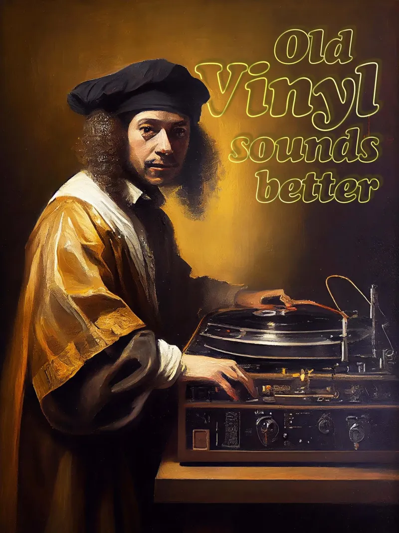 Old vinyl sounds better poster con telaio in alluminio da Dikhotomy