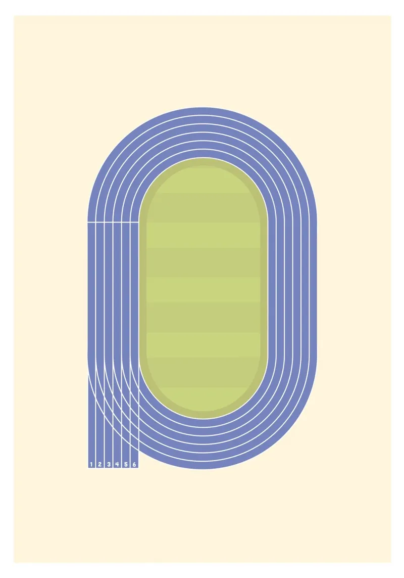 Illustrazione della carriera in blu alluminio dibond da athlete.art