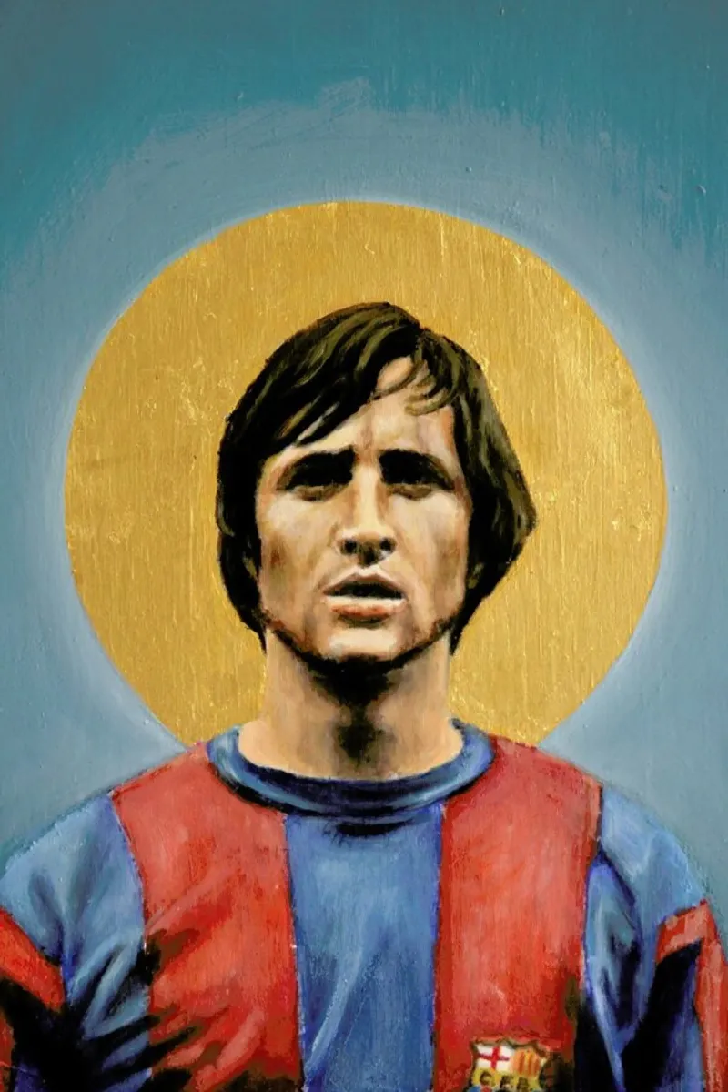 Football Icon - Johan Cruyff poster con telaio in plastica da David Diehl