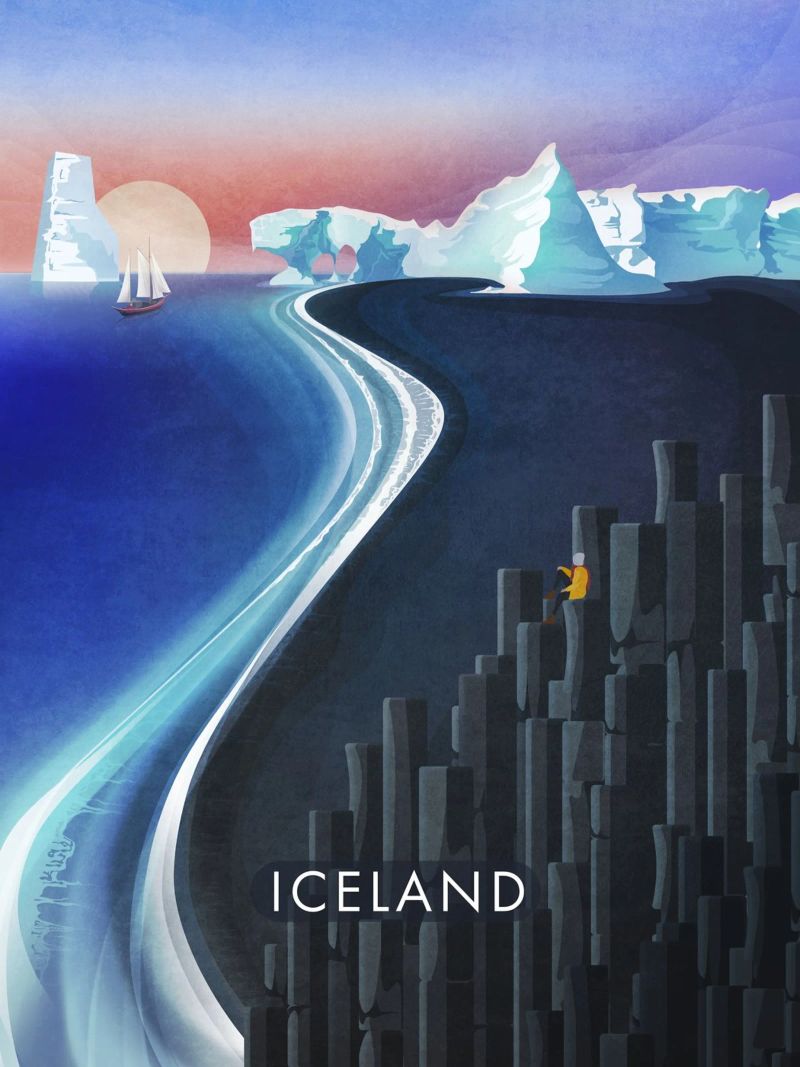 Poster de voyage Islande poster de Emel Tunaboylu