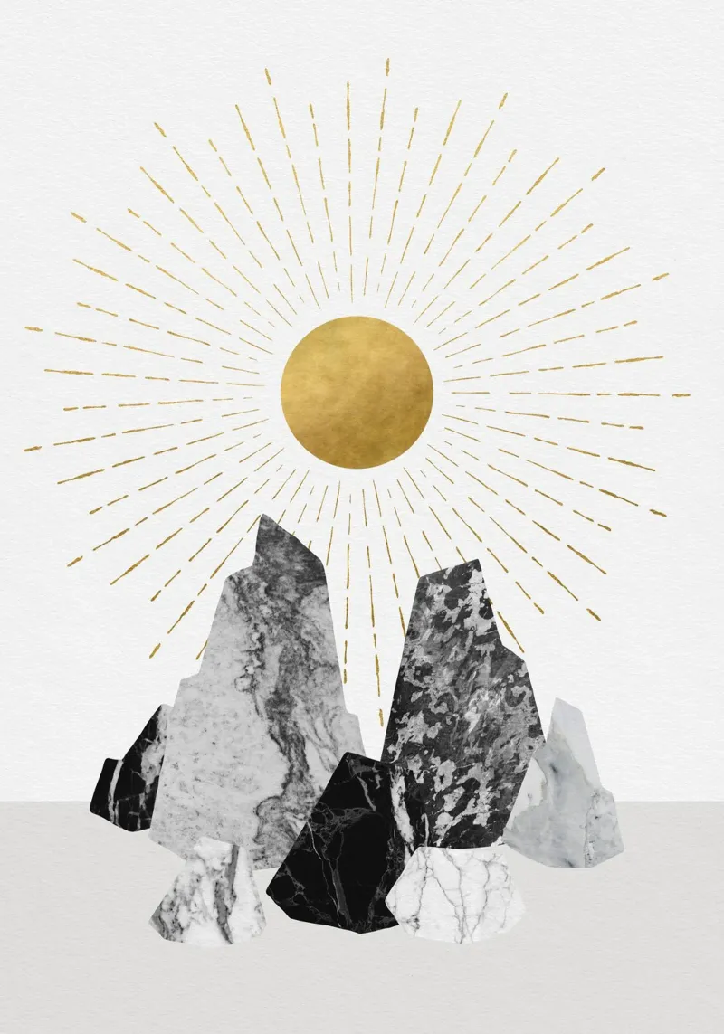 Golden Peaks: stampa artistica su roccia di marmo poster da kookiepixel