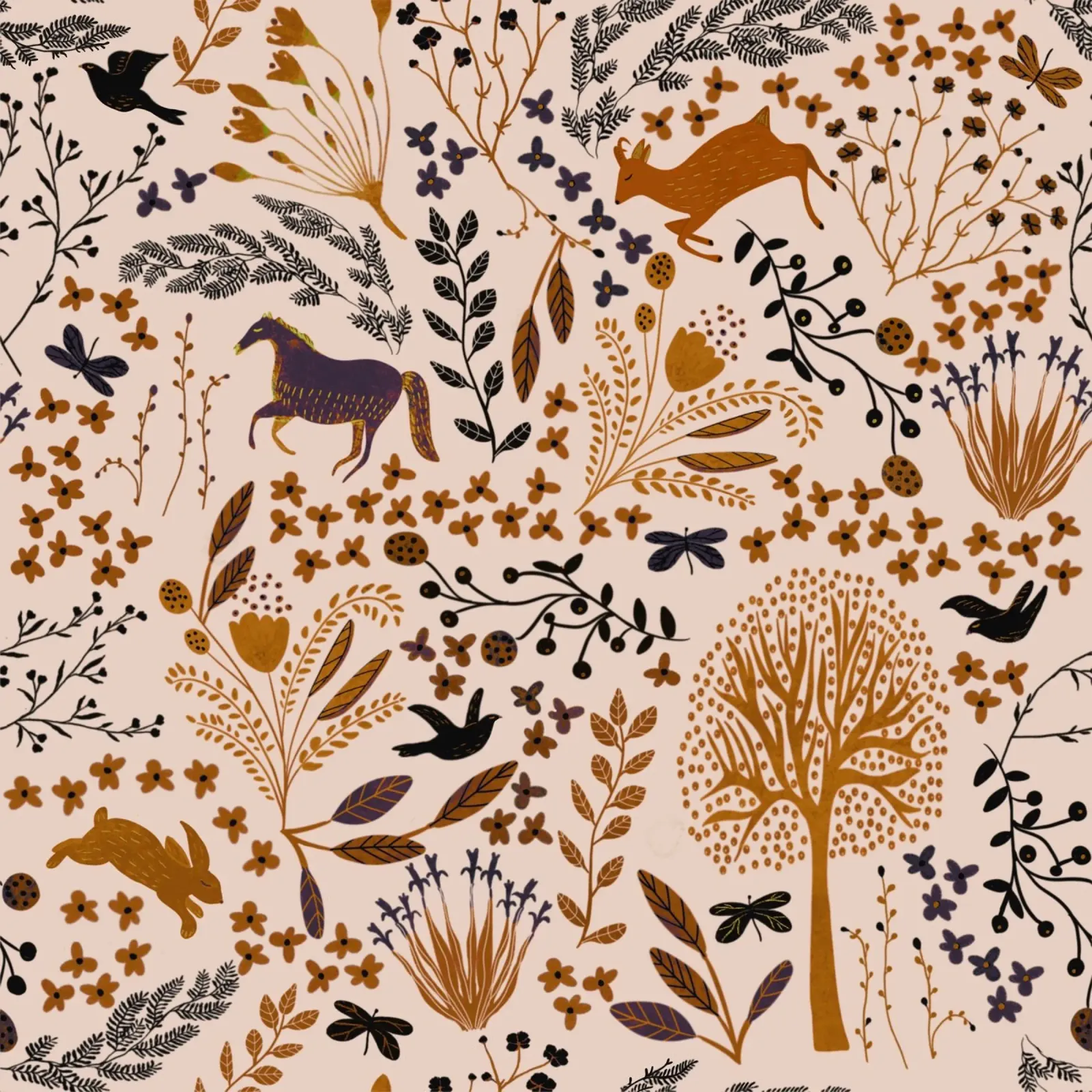 Campagna stravagante: cavalli, capre e conigli nei toni della terra carta hahnemühle da Studio Patruschka