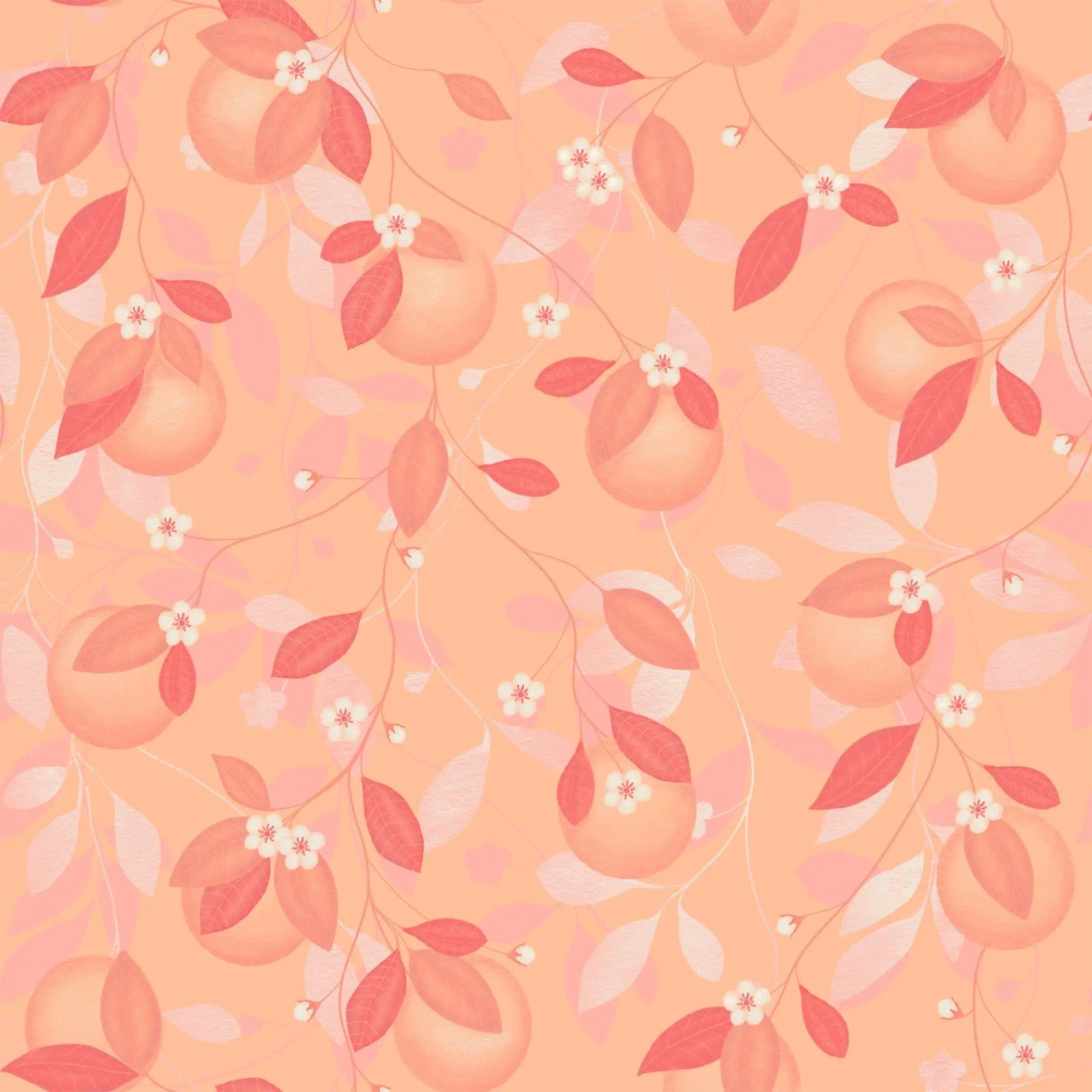 Peach and Orange Pattern: Pantone Palette with Leaves poster da Studio Patruschka