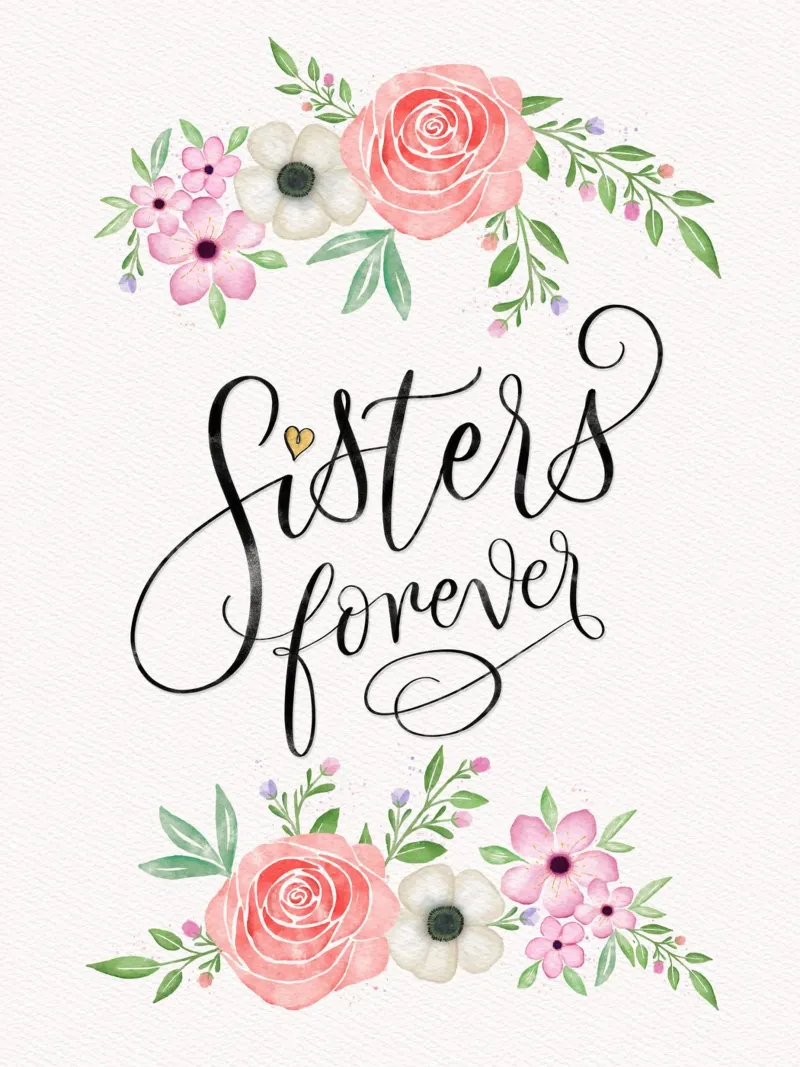 Sorelle per sempre. Con fiori ad acquerello pellicola backlit da CalliLetters