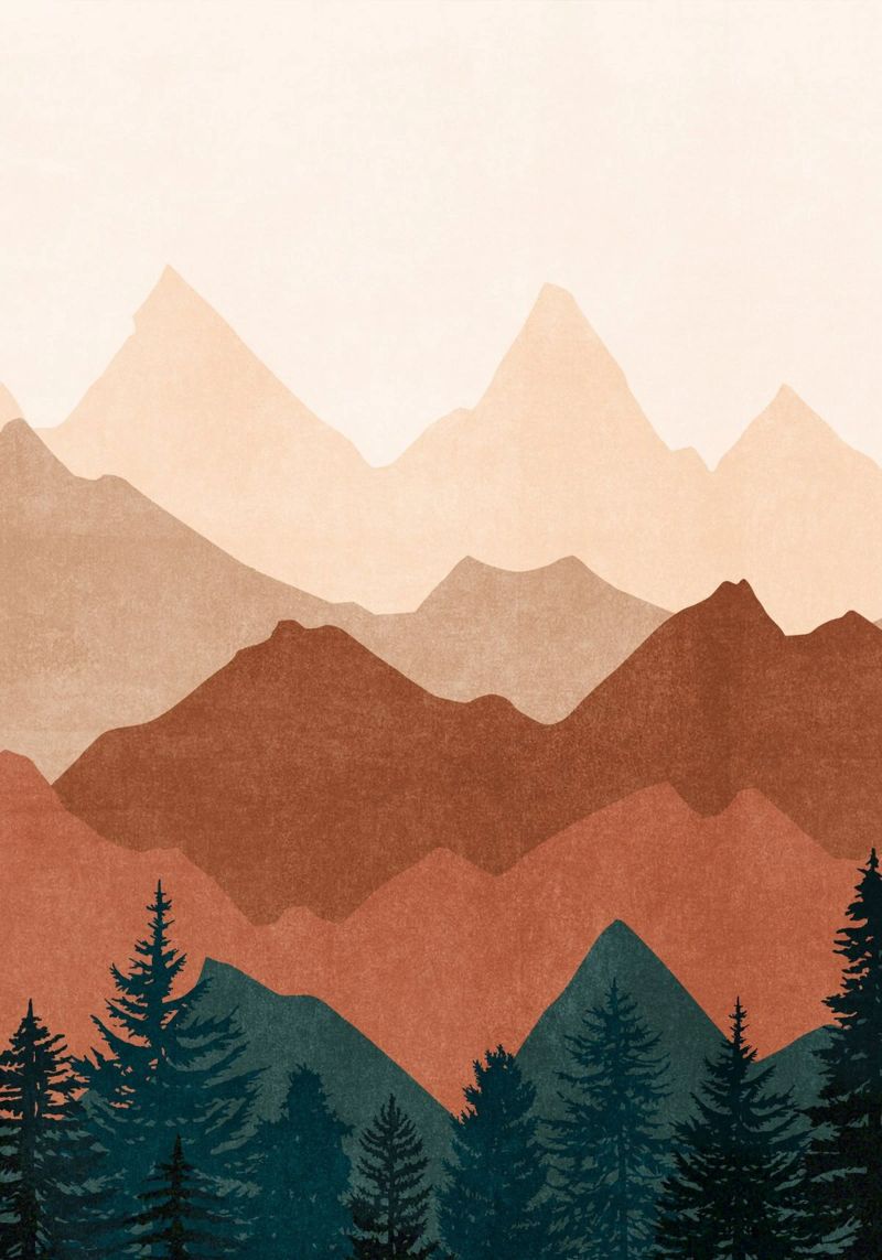 Minimalistische Sonnenuntergangs-Bergspitzen - 2er-Set (Teil 1) Poster von kookiepixel