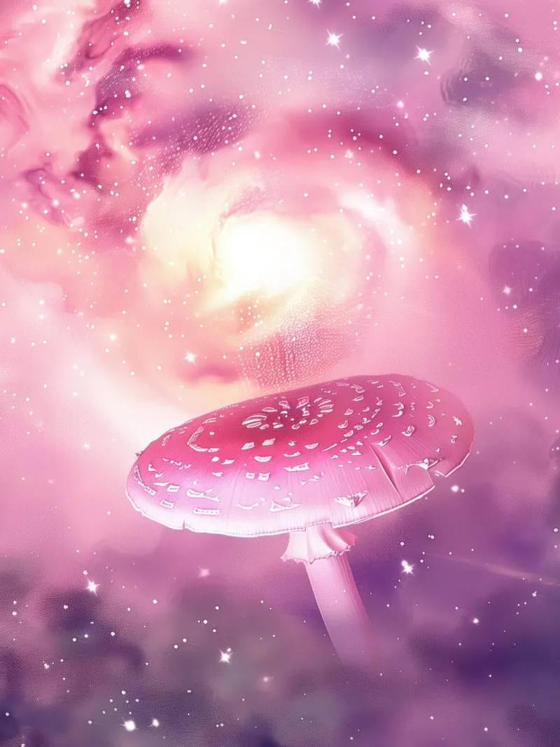 Magico fungo rosa psichedelico Universo celeste pellicola backlit da Gentle Echoes Art