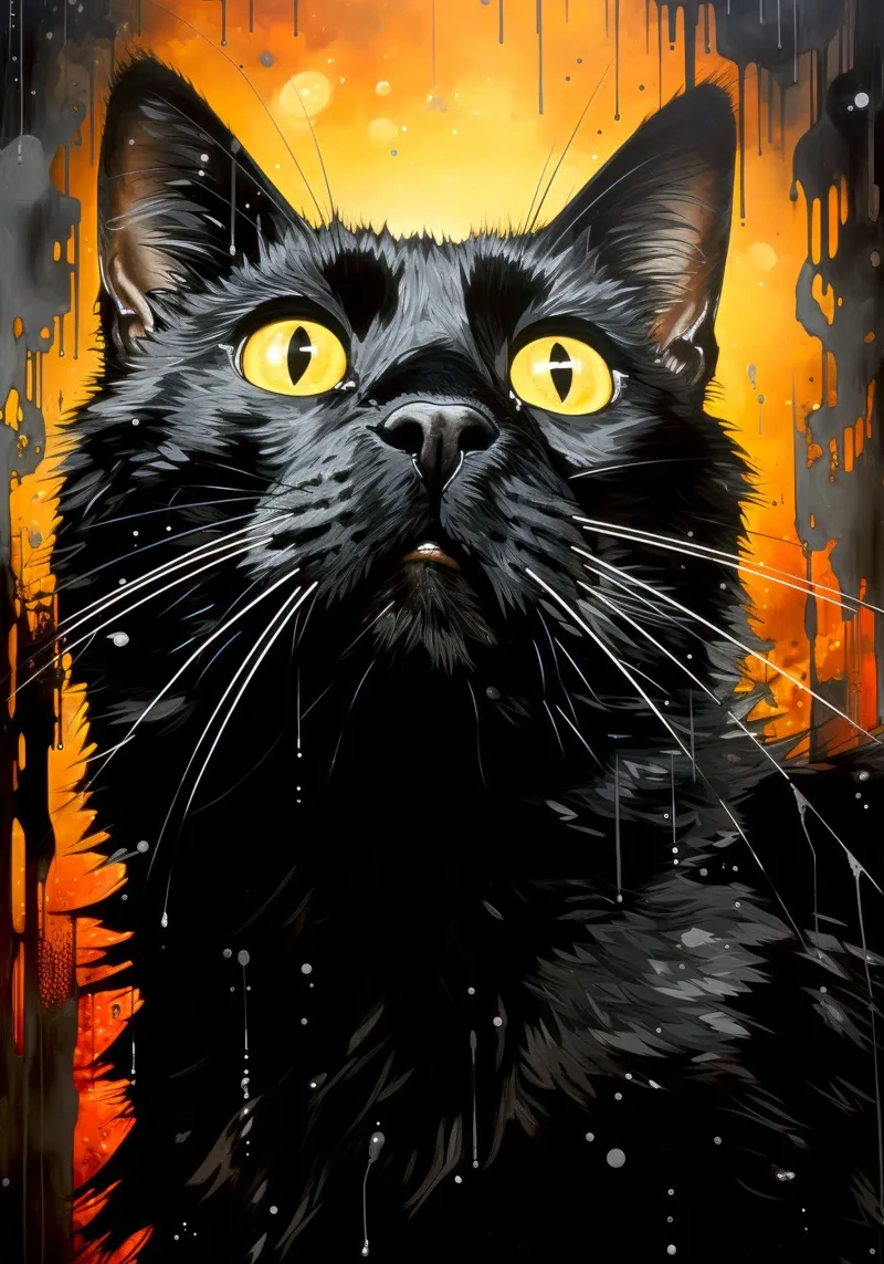 Illustrazione di un gatto nero pellicola backlit da Justyna Jaszke JBJart