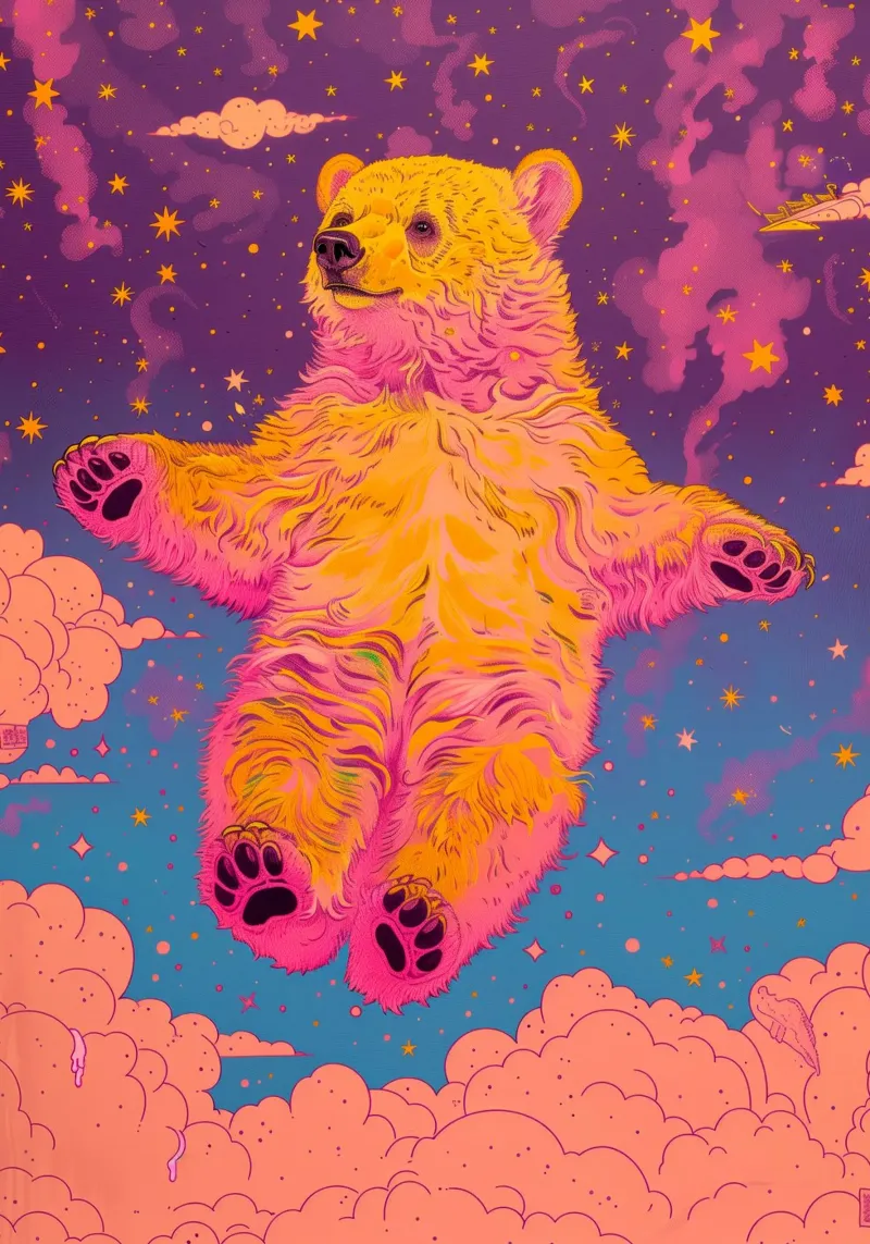 Ilustración de un oso naranja lámina retroiluminada de Justyna Jaszke JBJart