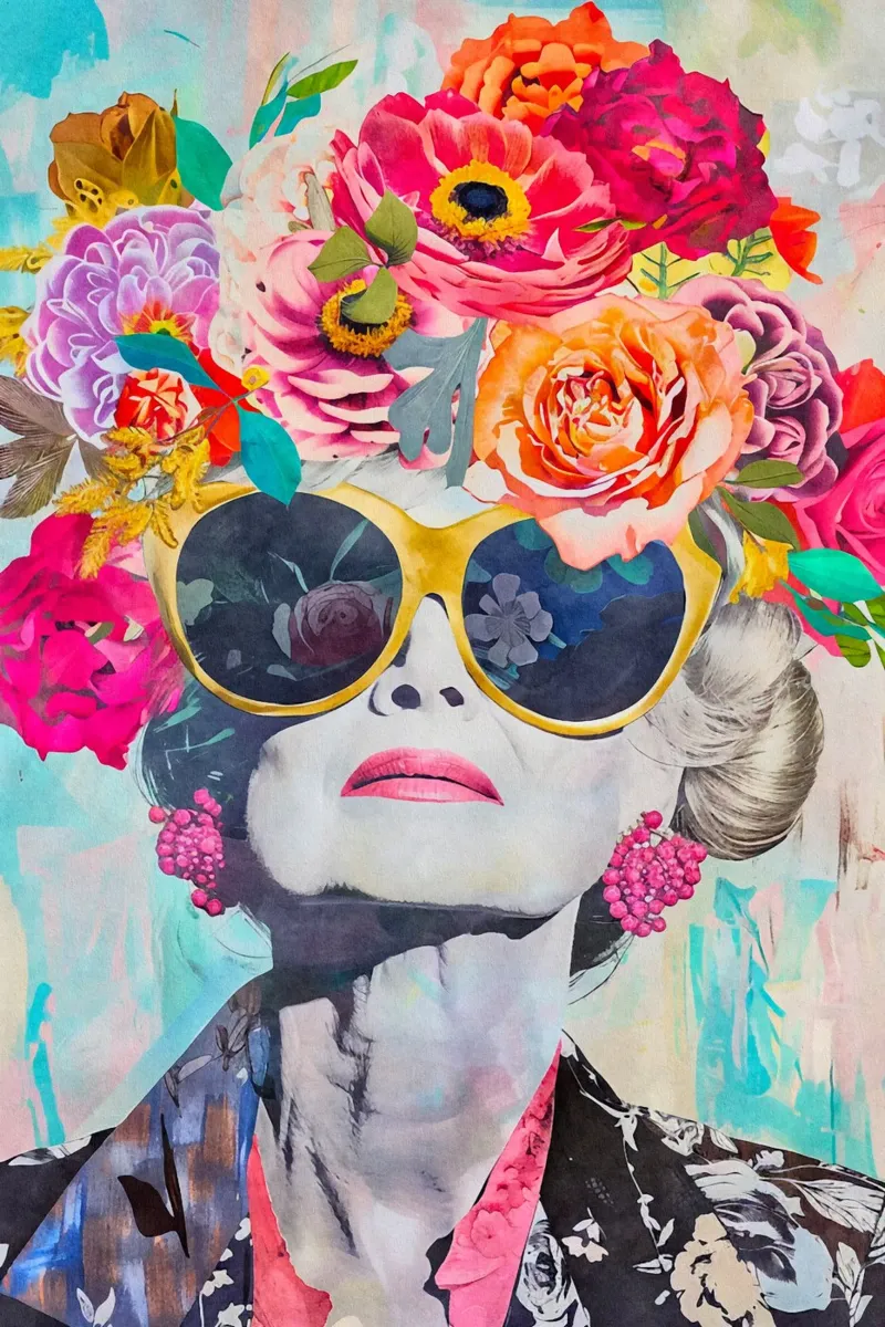 Lo stile non ha età Ritratto femminile poster con telaio in alluminio da Andrea Haase Modern Home