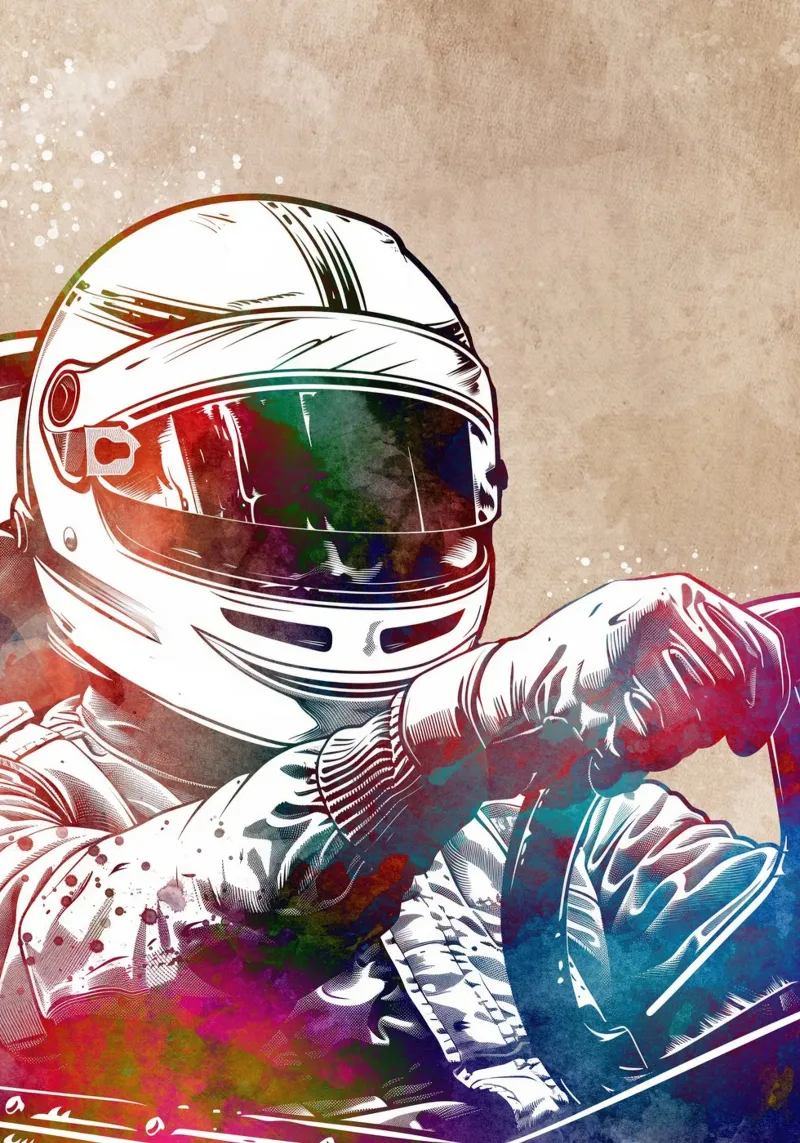 Grafische autosport canvas met Baklijst van Justyna Jaszke JBJart