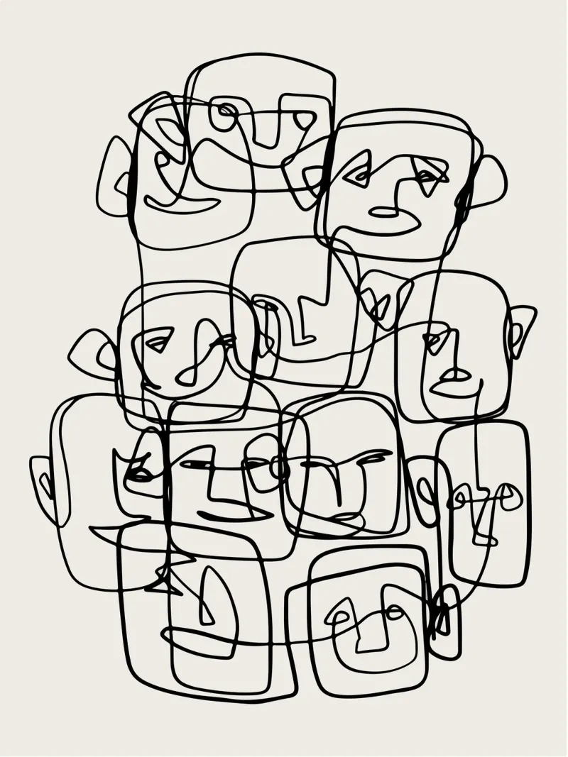 Faces poster con telaio in alluminio da Artsy Bessy