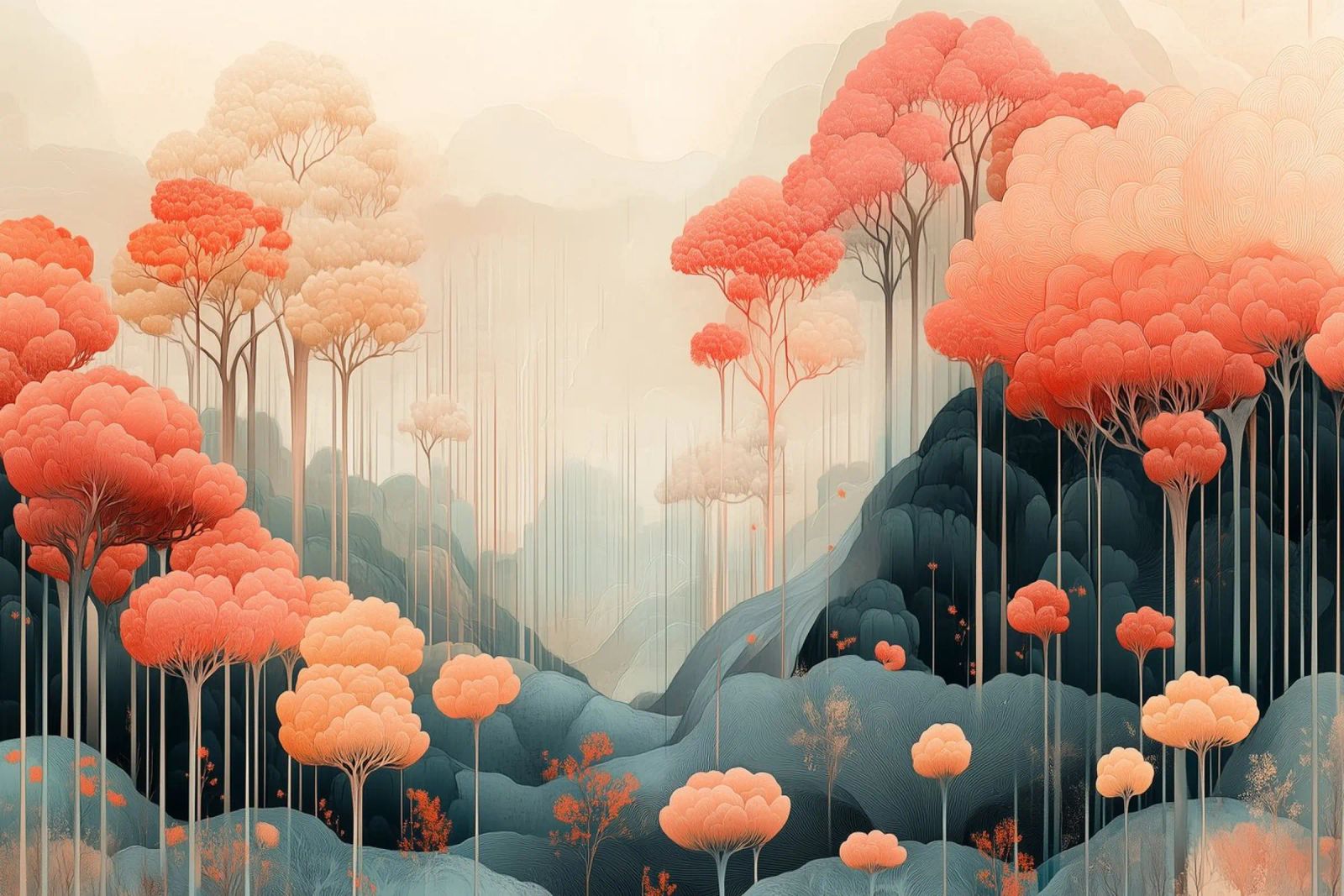 rosa Wald Landschaft Illustration Poster von Little Things