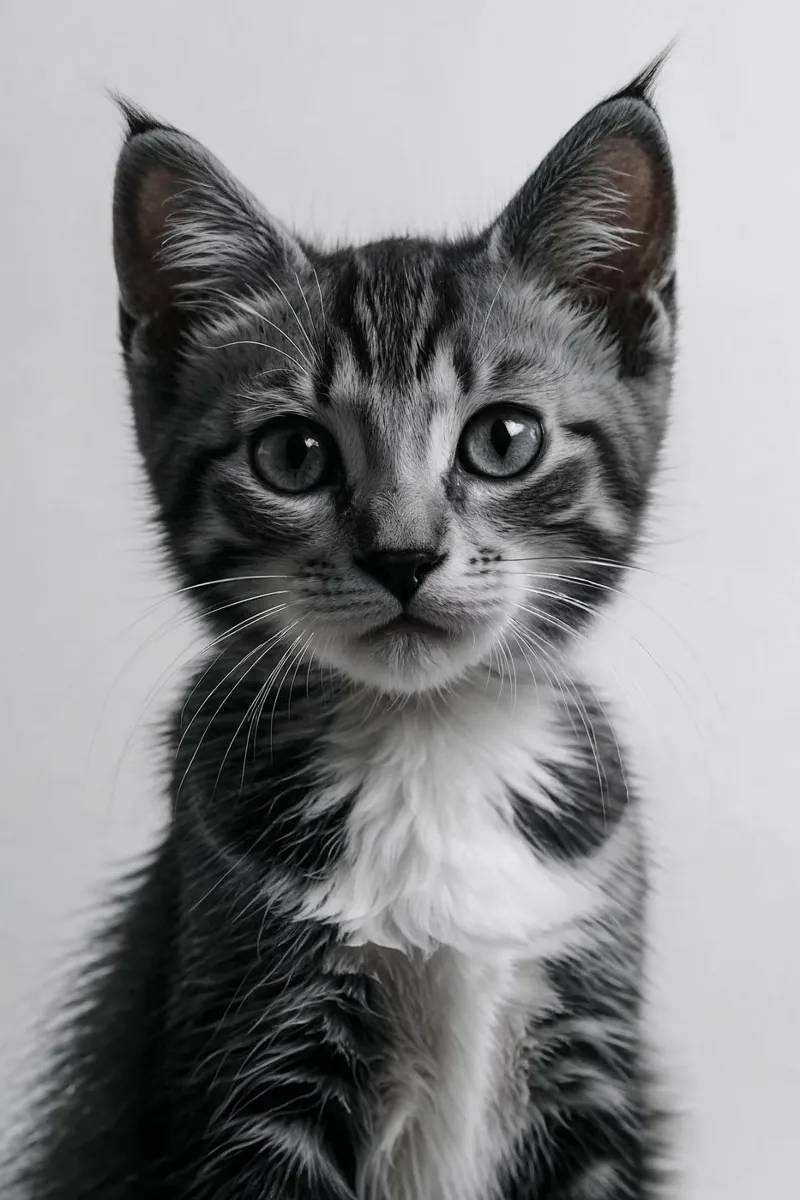 Eleganz in Schwarz-Weiß: Kätzchenporträt | Werk 05 Hahnemühle von Paws & Portraits