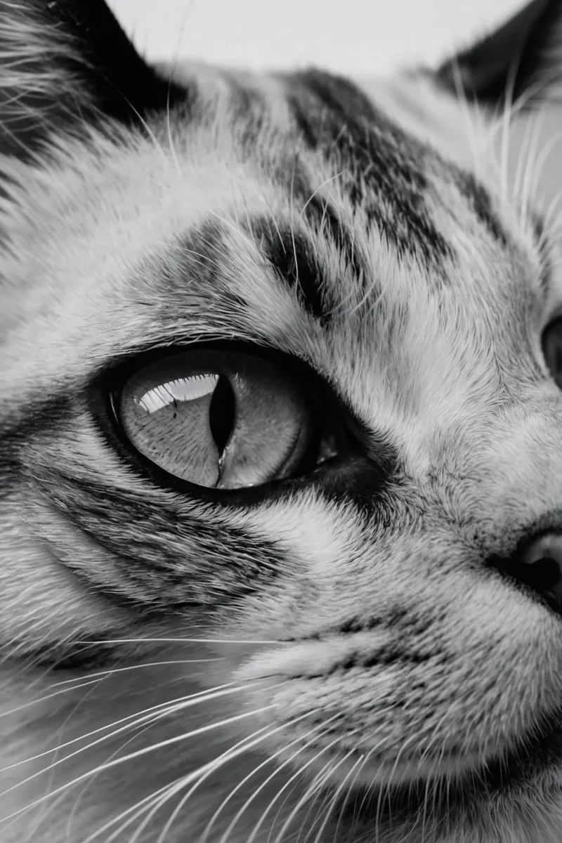 Fascinerende focus: kattenoog in zwart-wit | Werk 13 canvas van Paws & Portraits