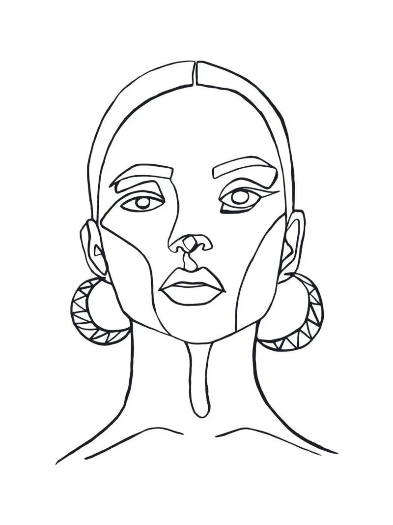 Modern Line Art - Abstract face hahnemühle by Whole©