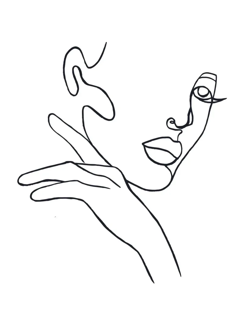 Abstract line art - Elegant face canvas by Whole©