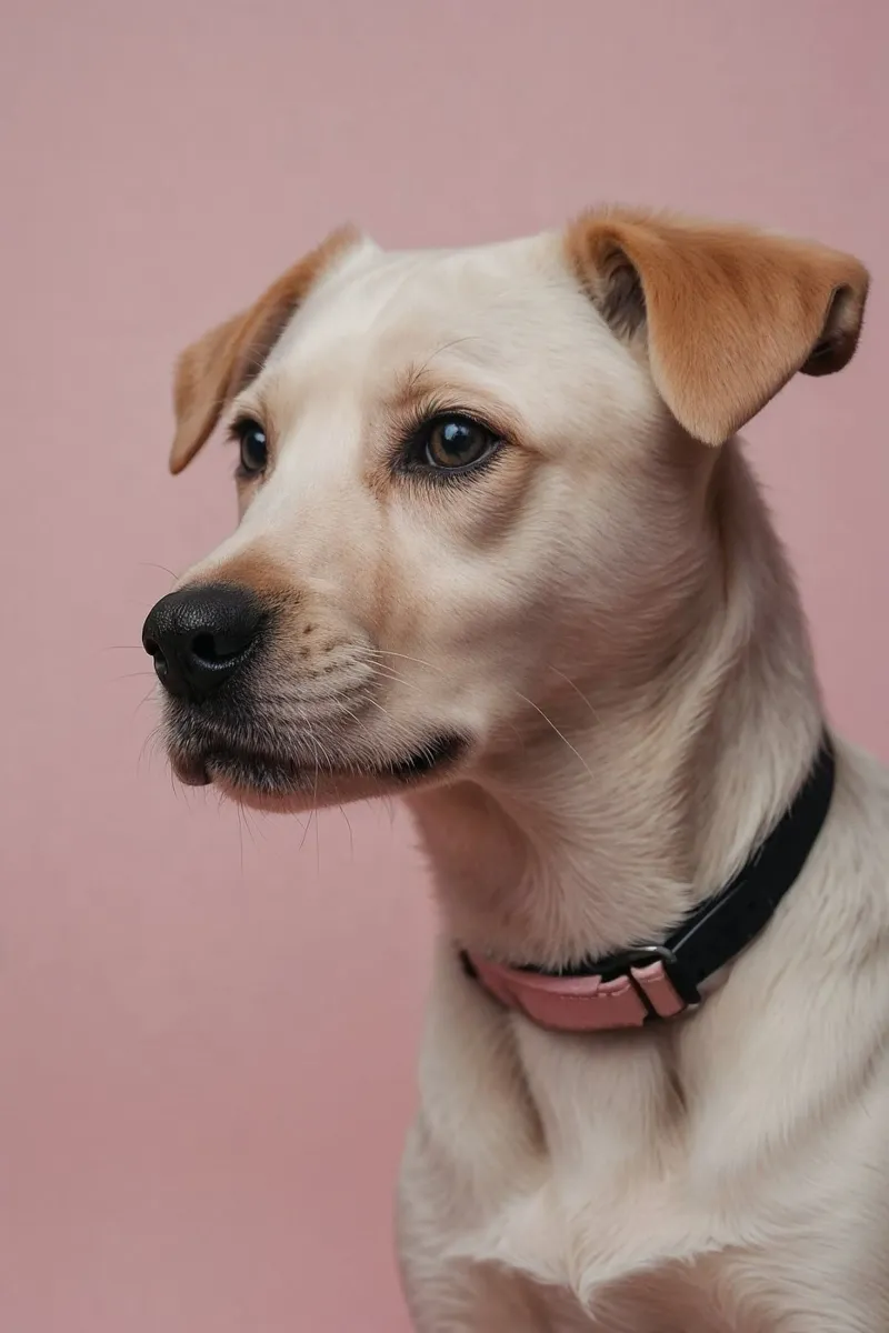 Calma elegante: ritratto di cane in rosa | Werk 23 alluminio dibond da Paws & Portraits