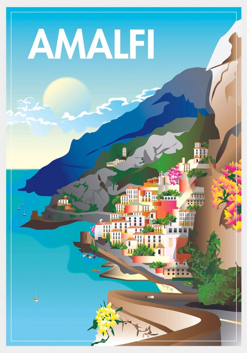 Amalfiküste-Szene Poster von Charnwood Prints