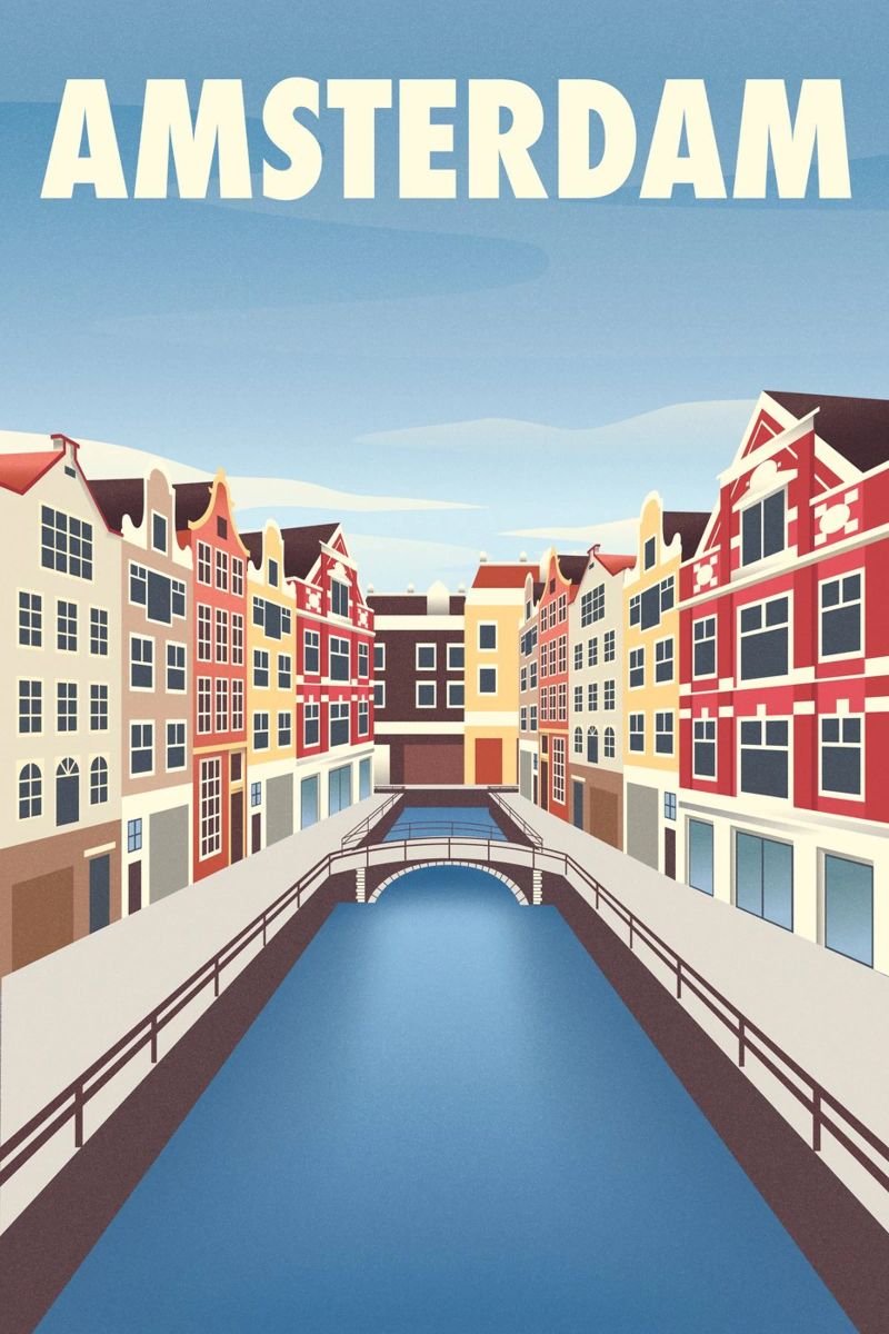 Amsterdamse grachten poster van Charnwood Prints