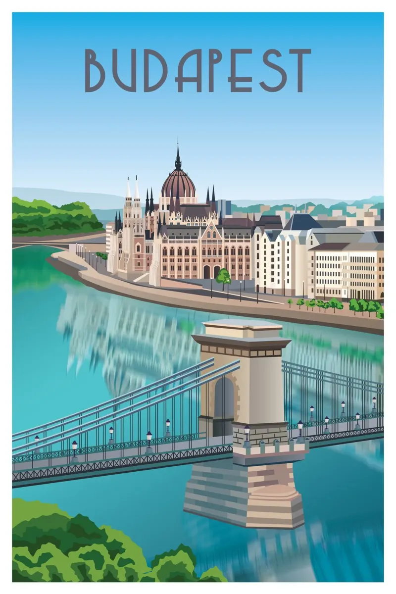 Budapest Scena del Parlamento ungherese carta hahnemühle da Charnwood Prints
