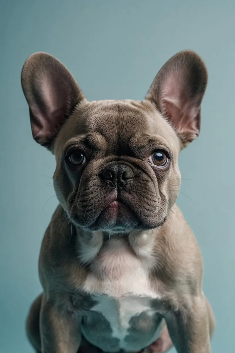 Franse Bulldog puppy met alerte ogen | Werk 3 | Beperkt canvas met Baklijst van Paws & Portraits