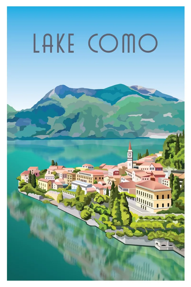 Lake Como Scene poster con telaio in plastica da Charnwood Prints