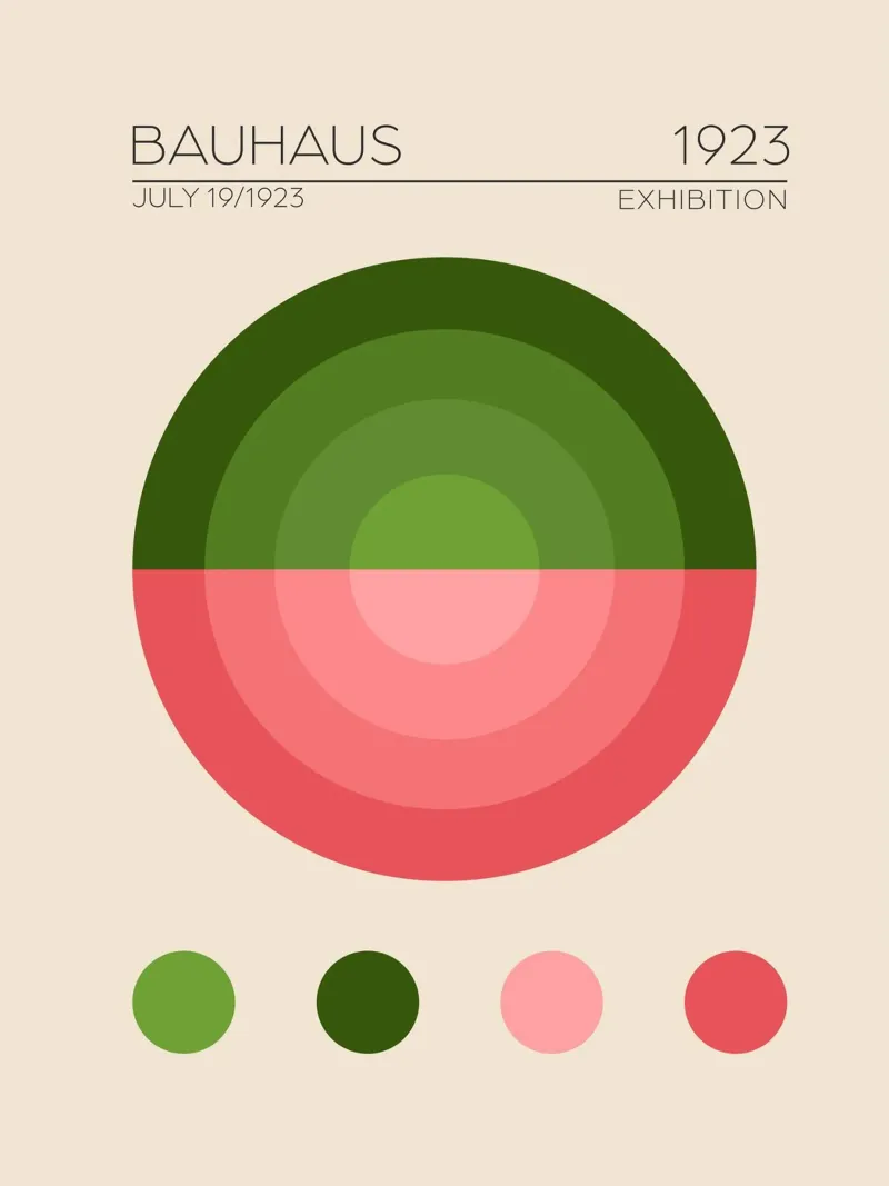 Bauhaus Yesil Daire poster con telaio in legno da Emel Tunaboylu