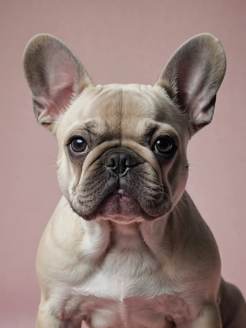Cucciolo di Bulldog francese in rosa tenue | Factory 9 | Limited pannello forex da Paws & Portraits