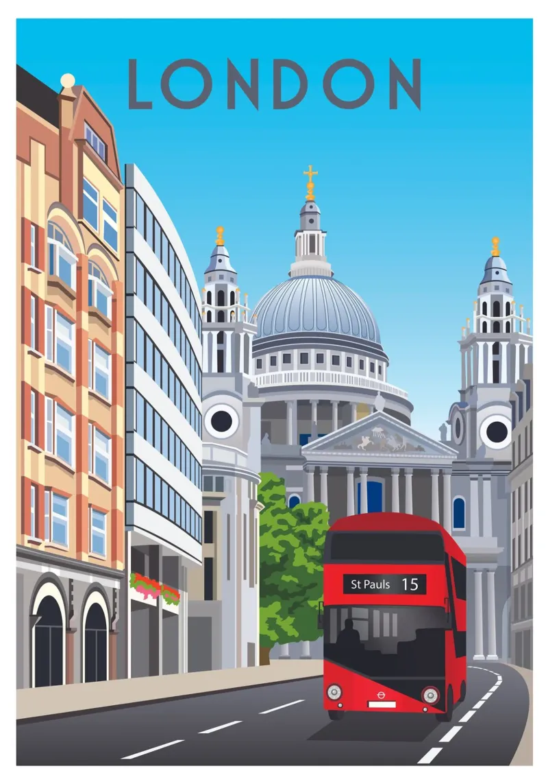 Scena della cattedrale di St Paul a Londra carta hahnemühle da Charnwood Prints