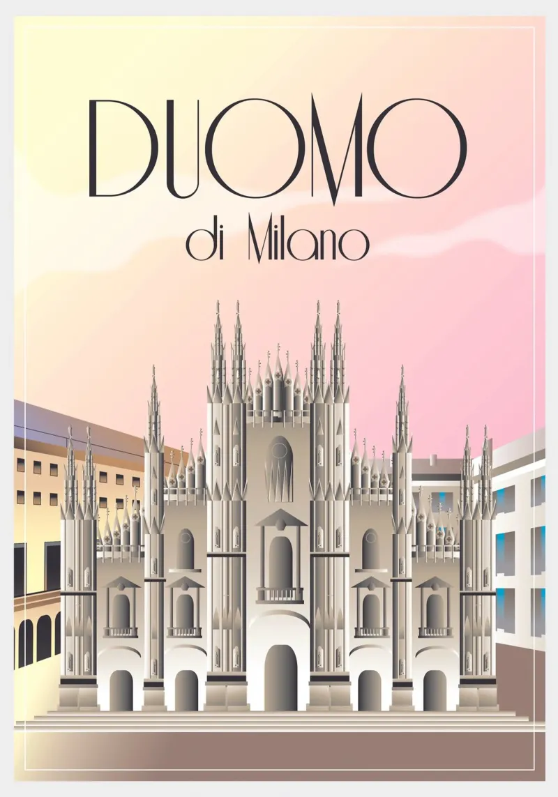 Milan Duomo Scene tela con Cornice a cassetta da Charnwood Prints