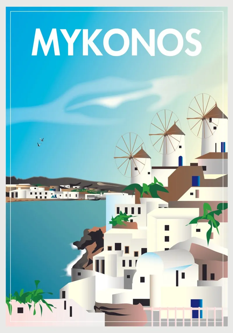 Scena di Mykonos pellicola backlit da Charnwood Prints