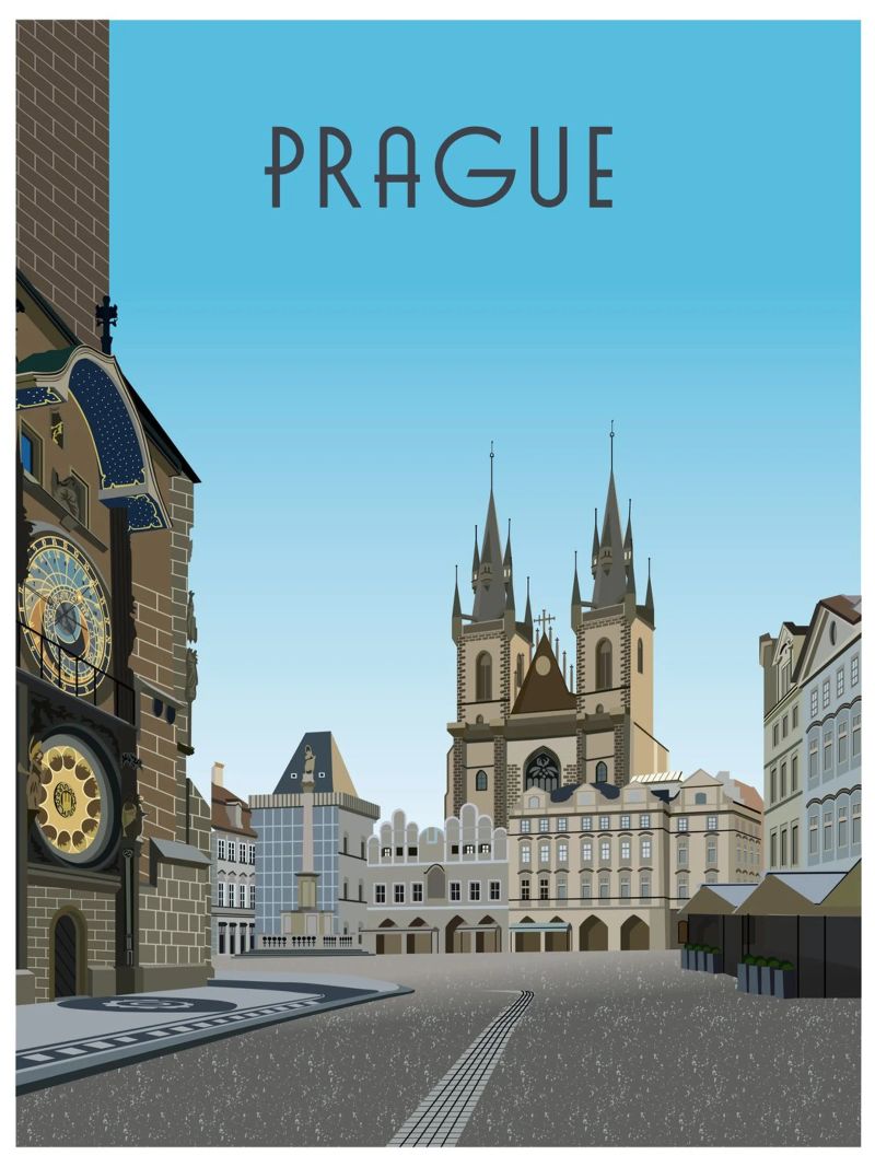 Prague République tchèque Scène poster de Charnwood Prints