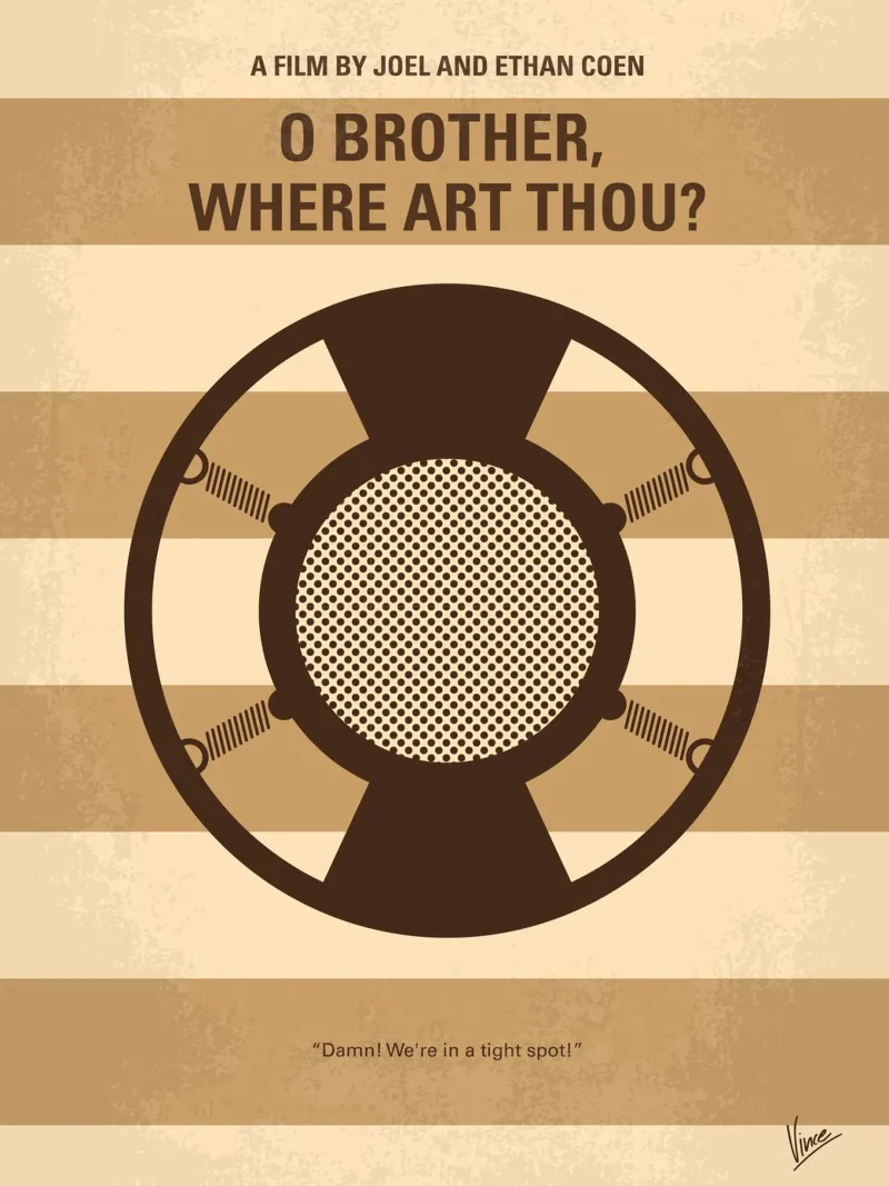 No055 My O Brother Where Art Thou minimal movie poster poster con telaio in legno da Chungkong