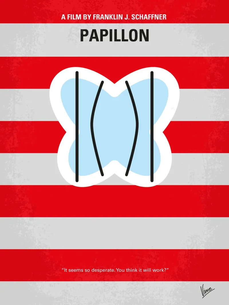 No098 My Papillon minimal movie poster poster con telaio in legno da Chungkong