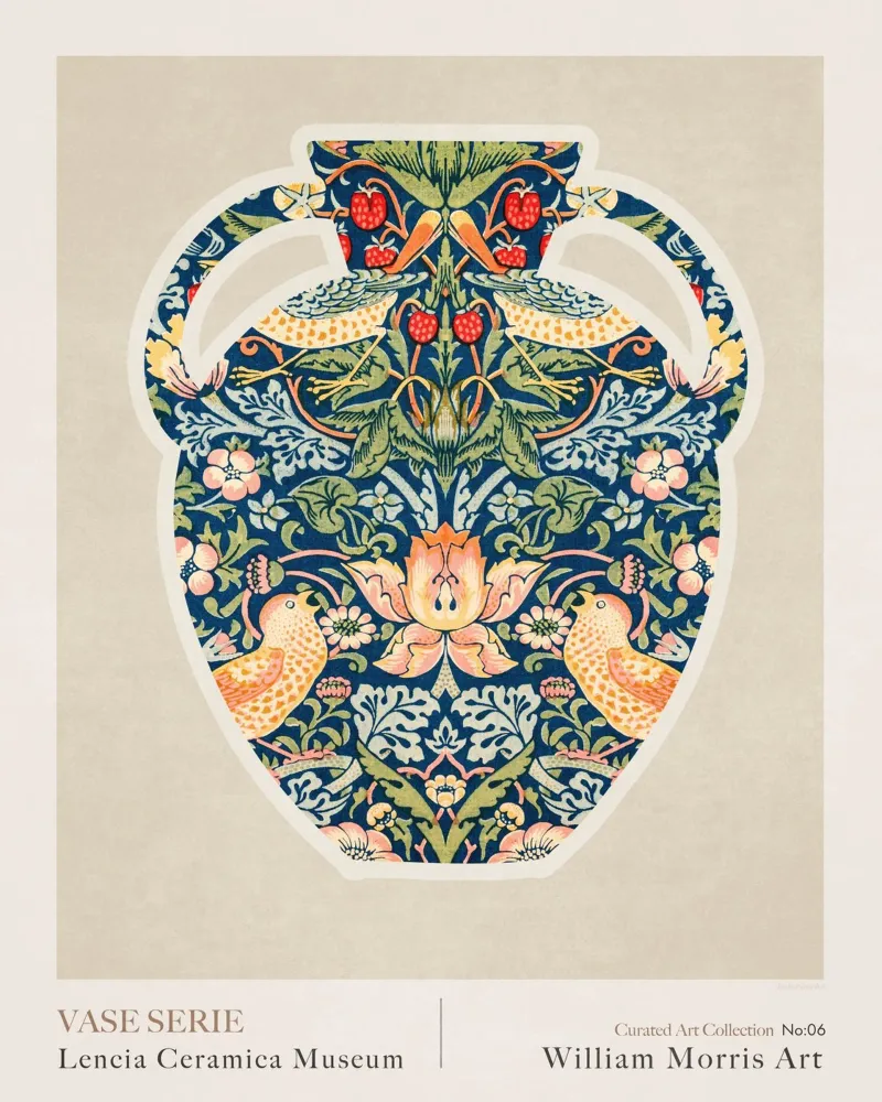 Vaso greco William Morris Vaso Serie VI poster con telaio in legno da Emel Tunaboylu