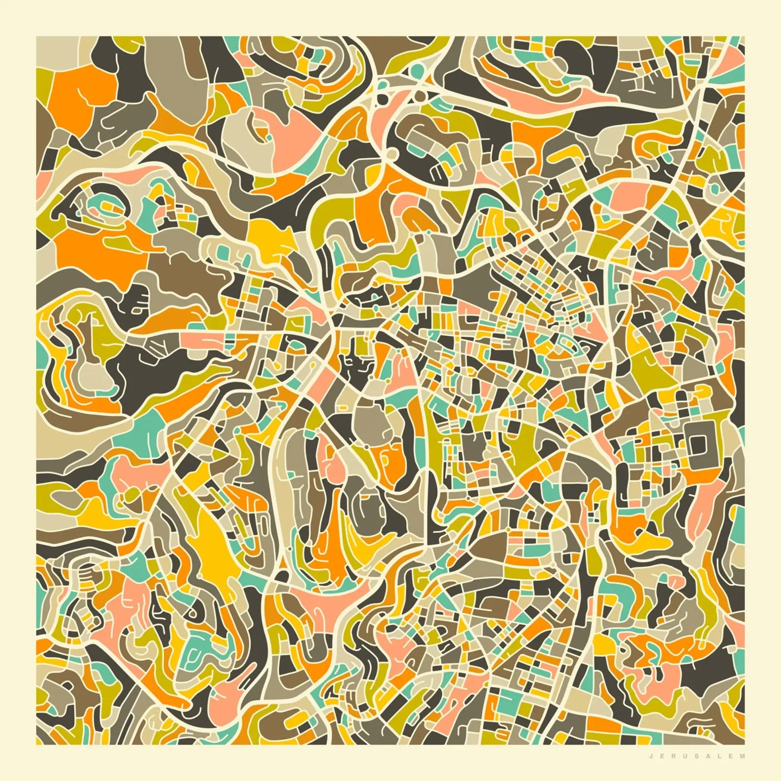 Mappa di Gerusalemme carta hahnemühle da Jazzberry Blue