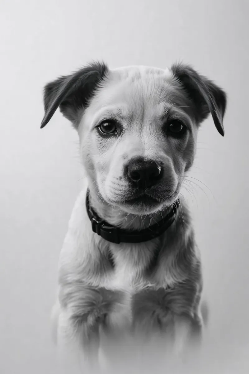 Occhi di cucciolo in bianco e nero | Werk 36 alluminio dibond da Paws & Portraits