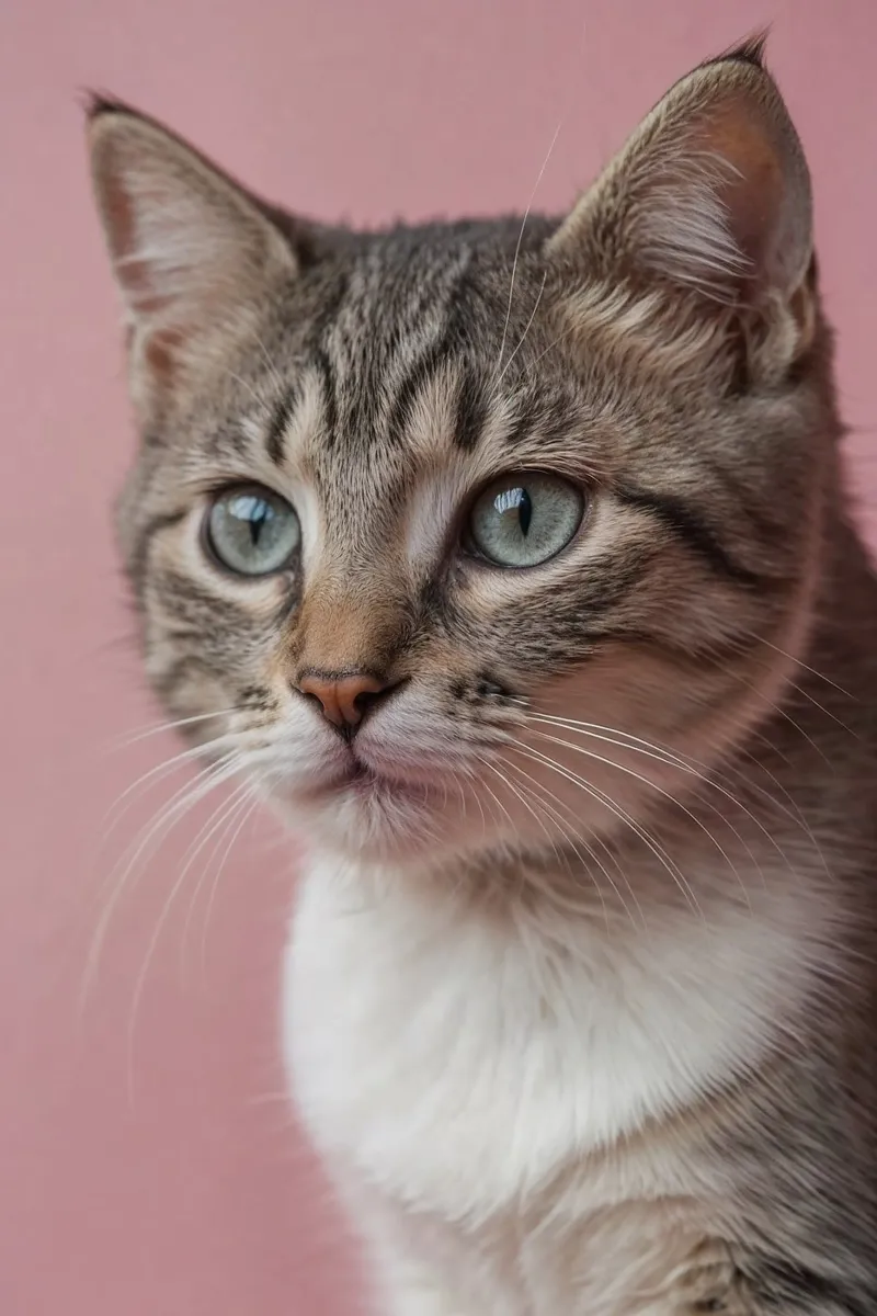 Ritratto di un giovane gatto con gli occhi azzurri | Lavoro 42 poster con telaio in alluminio da Paws & Portraits