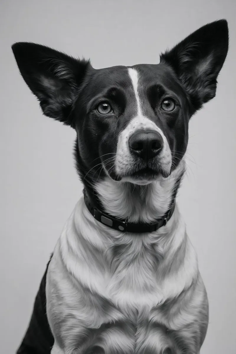 Ritratto di un cane dallo sguardo attento | Lavoro 50 alluminio dibond da Paws & Portraits