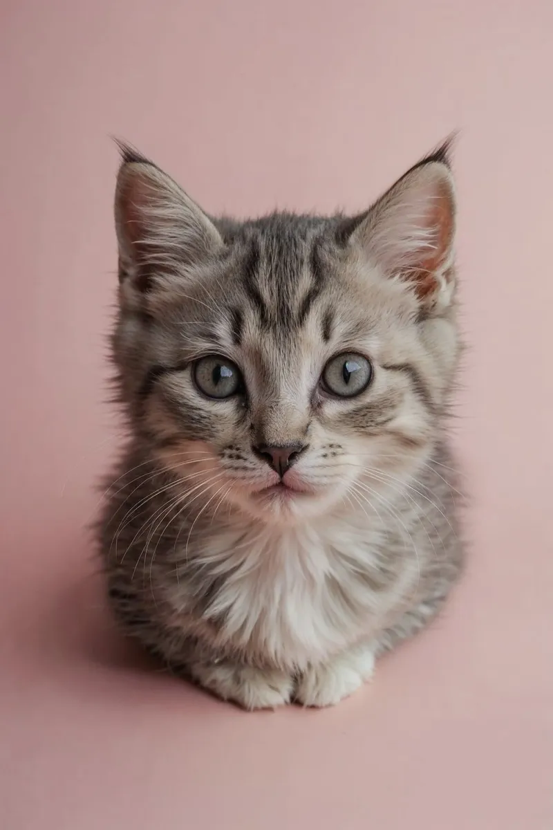 Portrait of a kitten on a pink background | Work 55 poster by Paws & Portraits