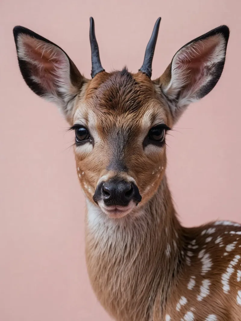 Portrait of a young roebuck with first horns | Work 57 poster by Paws & Portraits