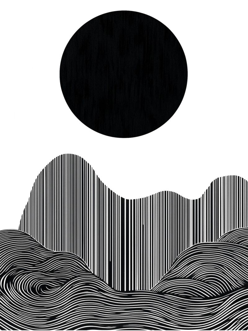 Jardin zen au coucher de soleil noir poster de Autofocus
