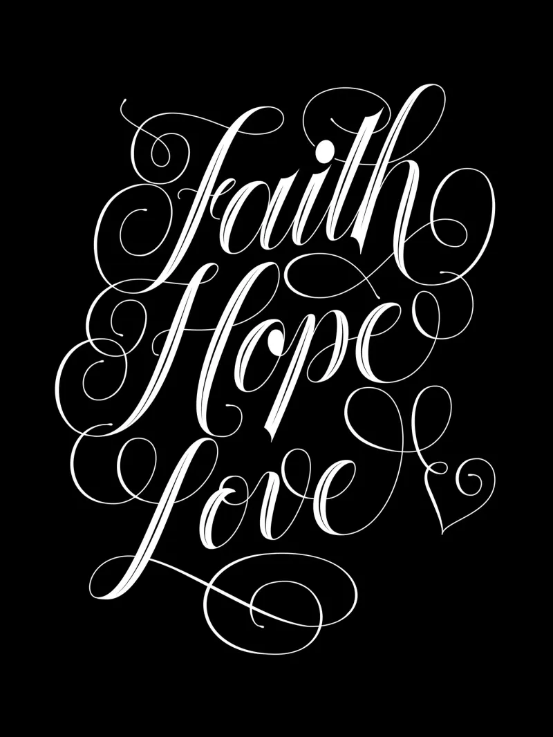 Zitat: Glaube, Hoffnung, Liebe. Moderne Kalligrafie. Hahnemühle von CalliLetters