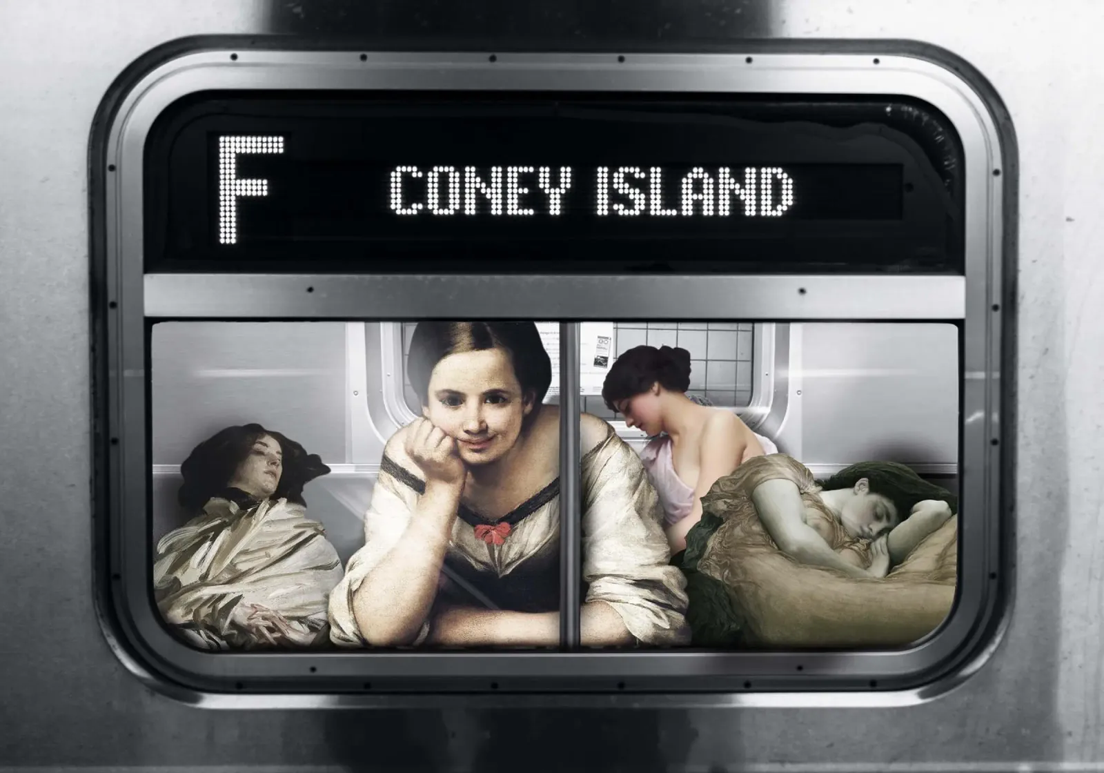 Subway to Coney Island poster con telaio in legno da Dikhotomy