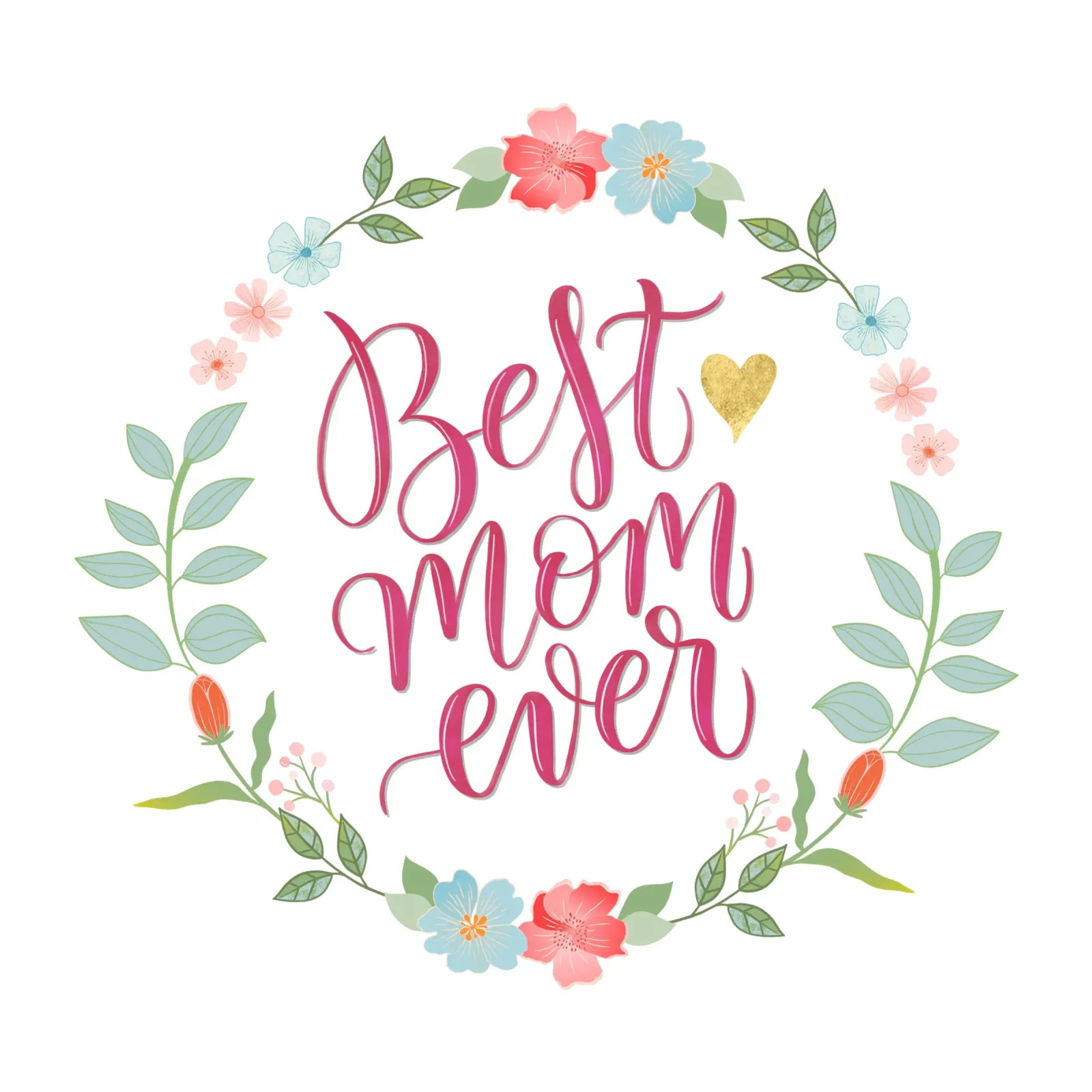 Best Mom Ever mit entzückendem Blumenkranz. Personalisierbar Acryl-Glas von CalliLetters