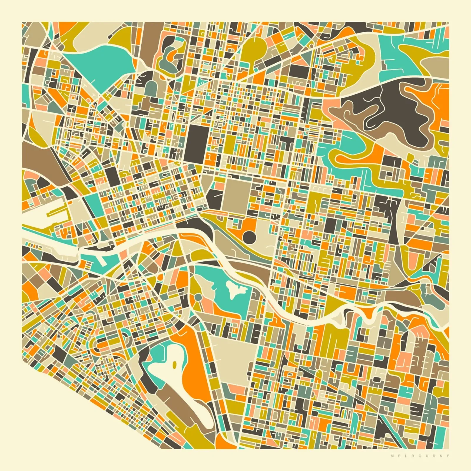 Mappa di Melbourne carta hahnemühle da Jazzberry Blue